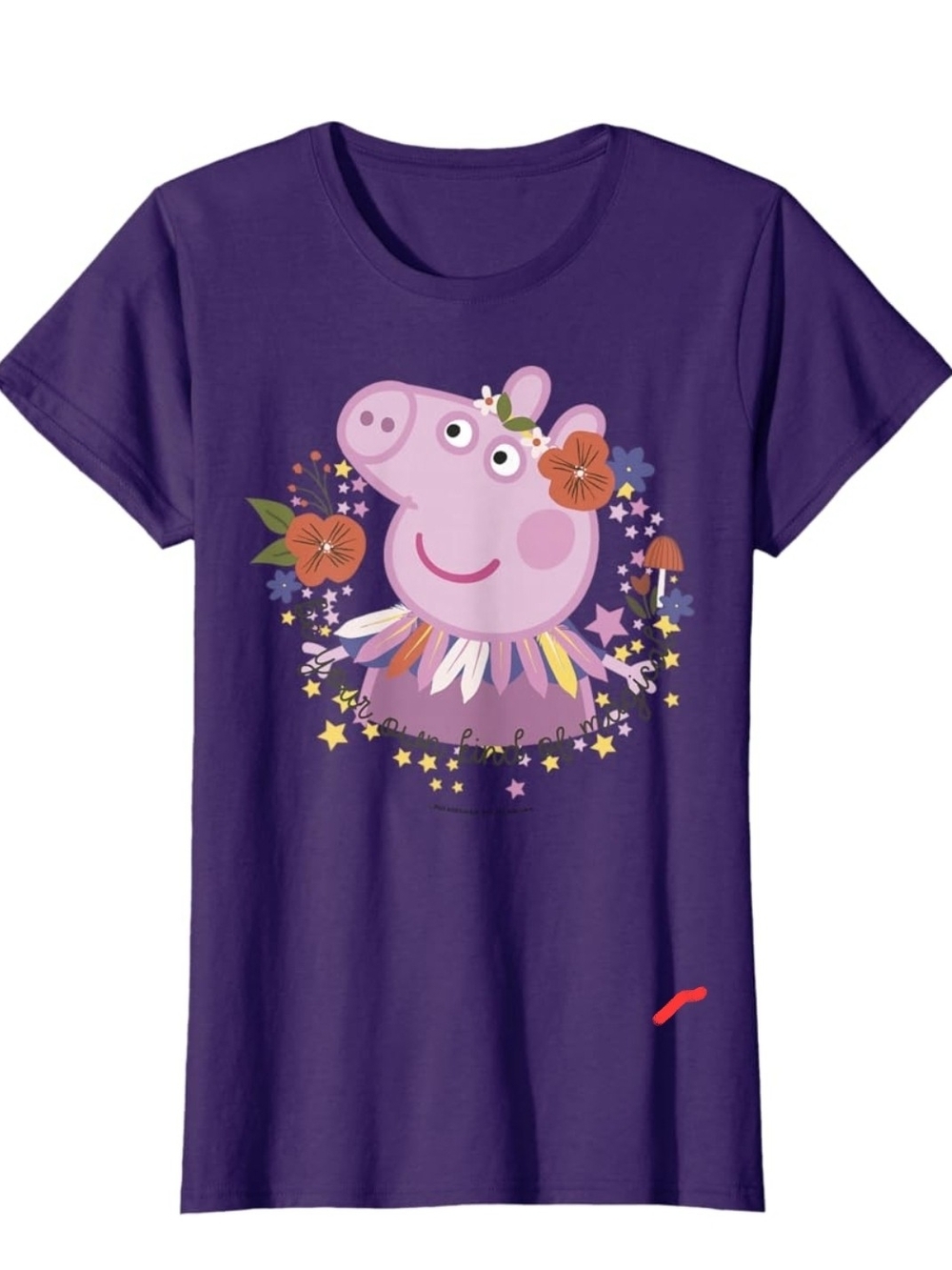 Hanes Purple Peppa Pig Floral Graphic Short Sleeve Tee